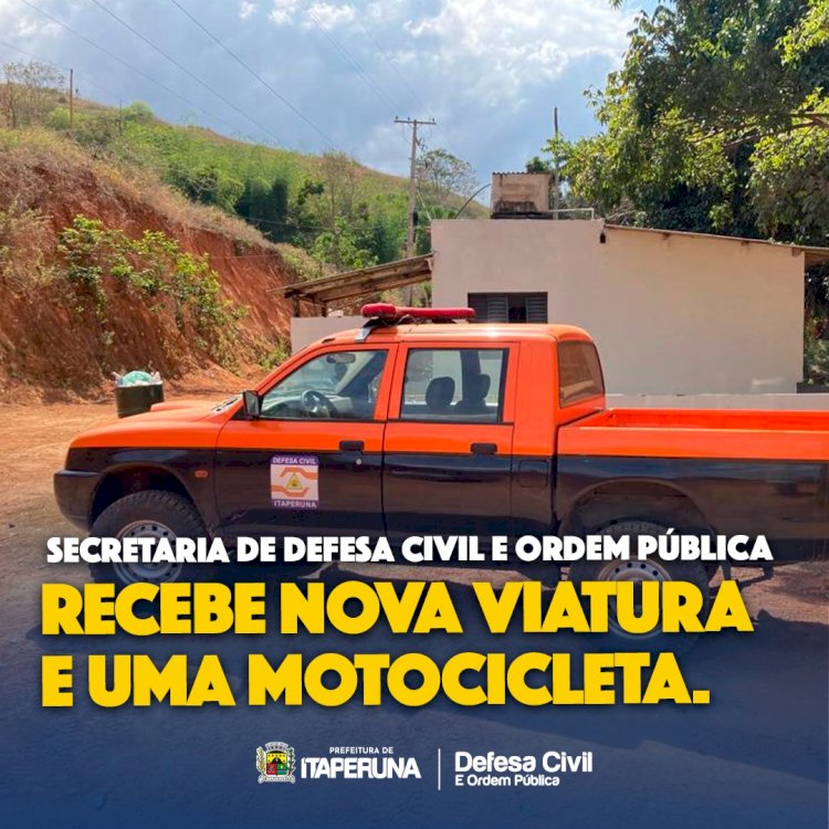 Secretaria de Defesa Civil e Ordem Pública recebe nova viatura e uma motocicleta.