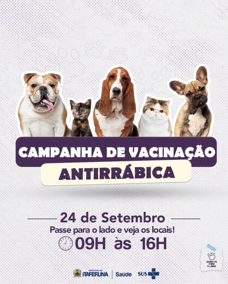 A Secretaria Municipal de Saúde lançou o calendário da campanha de vacinação antirrábica 2022.