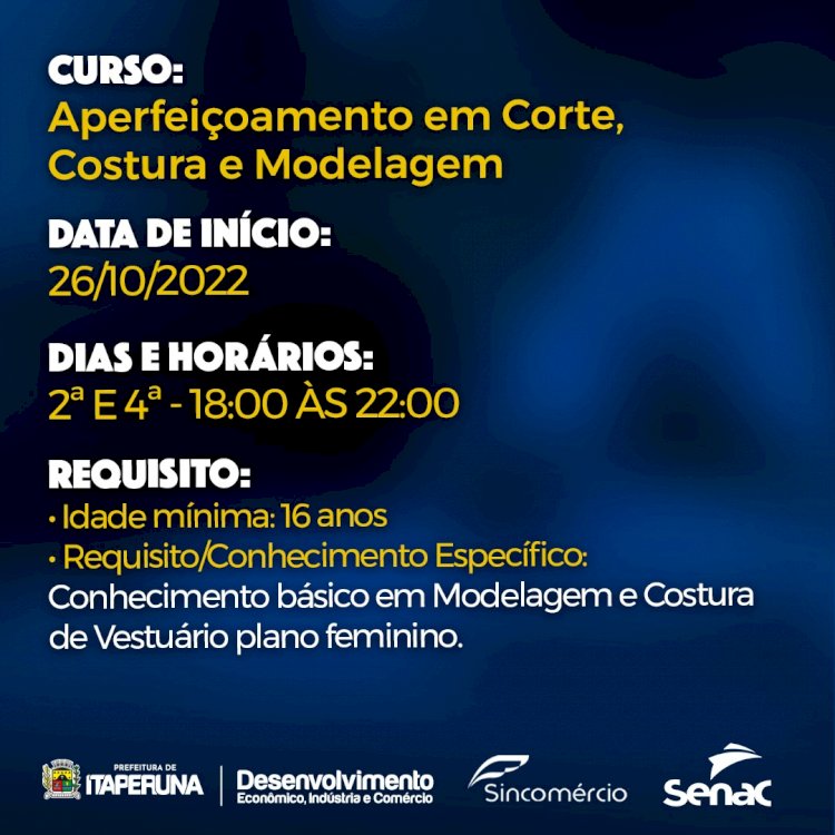 Centro Profissionalizante abrirá inscrições para cursos na área de moda.