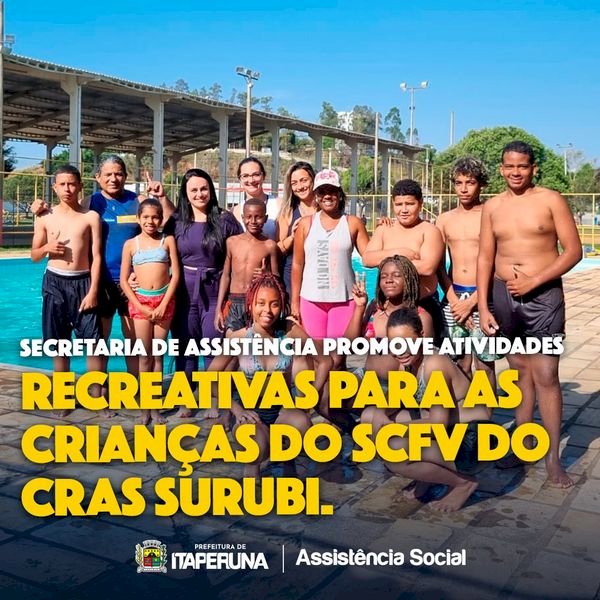 Secretaria de Assistência promove atividades recreativas para as crianças do SCFV do CRAS Surubi.