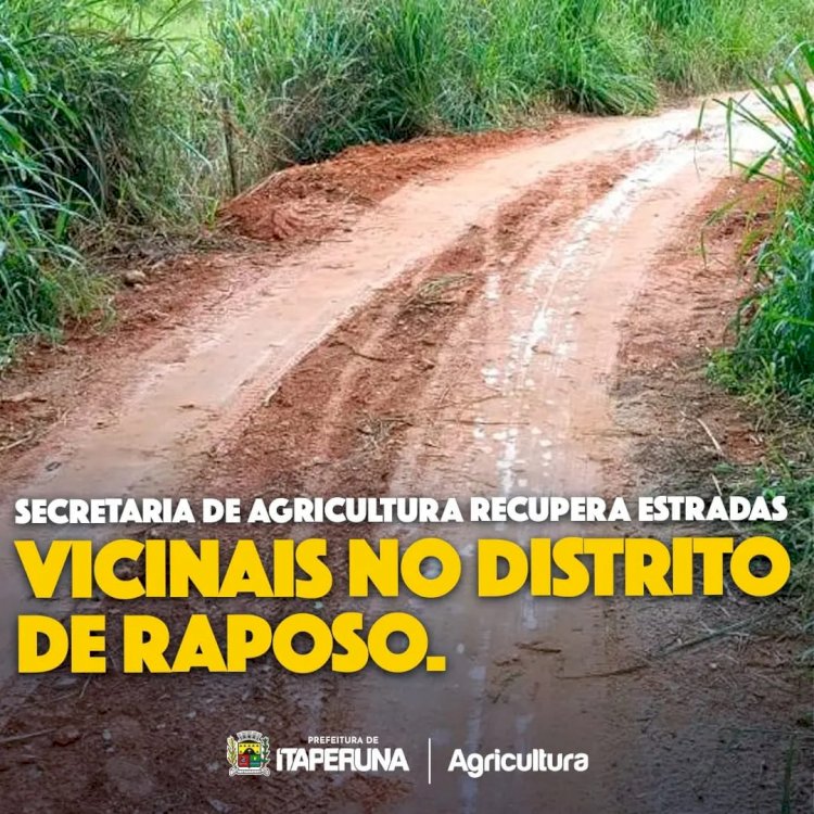 Secretaria de Agricultura recupera estradas vicinais em Raposo.