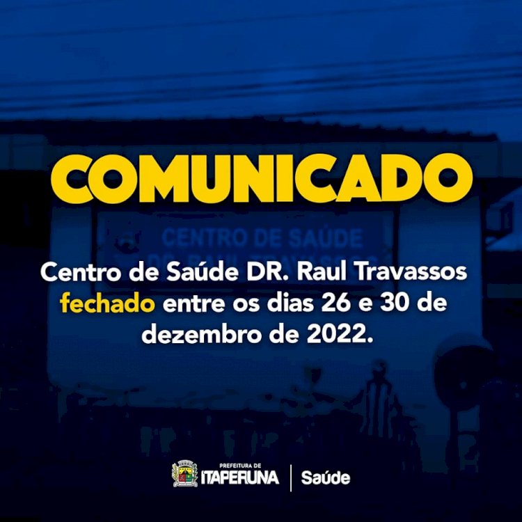 Comunicado Centro de Saúde Dr. Raul Travassos