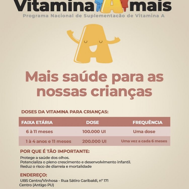 Atenção! Suplementação de Vitamina A muda de local.