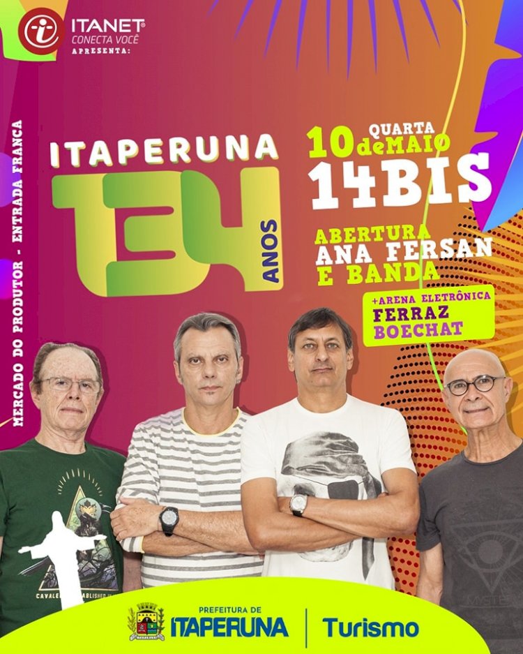 No dia 10 maio, abrindo as festividades dos 134 anos da nossa querida Itaperuna, teremos uma apresentação especial!