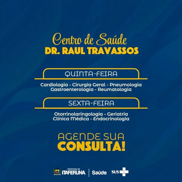 A Prefeitura de Itaperuna, através da Secretaria Municipal de Saúde, possui um calendário de marcação de consultas médicas .