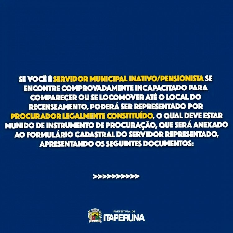 Você precisa fazer o RECENSEAMENTO FUNCIONAL ou a PROVA DE VIDA da Prefeitura de Itaperuna e não sabe quais documentos levar?