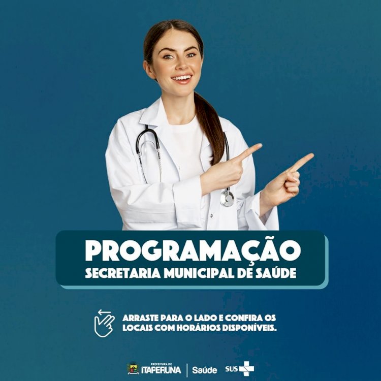 Programação de julho da Secretaria de Saúde.