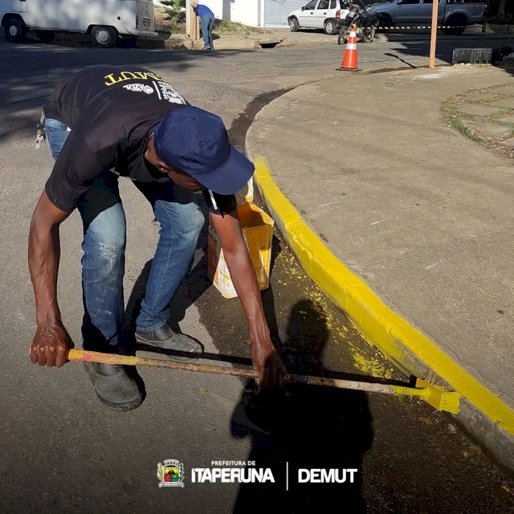 Departamento Municipal de Trânsito  instala nova sinalização na rua Platão Boechat.