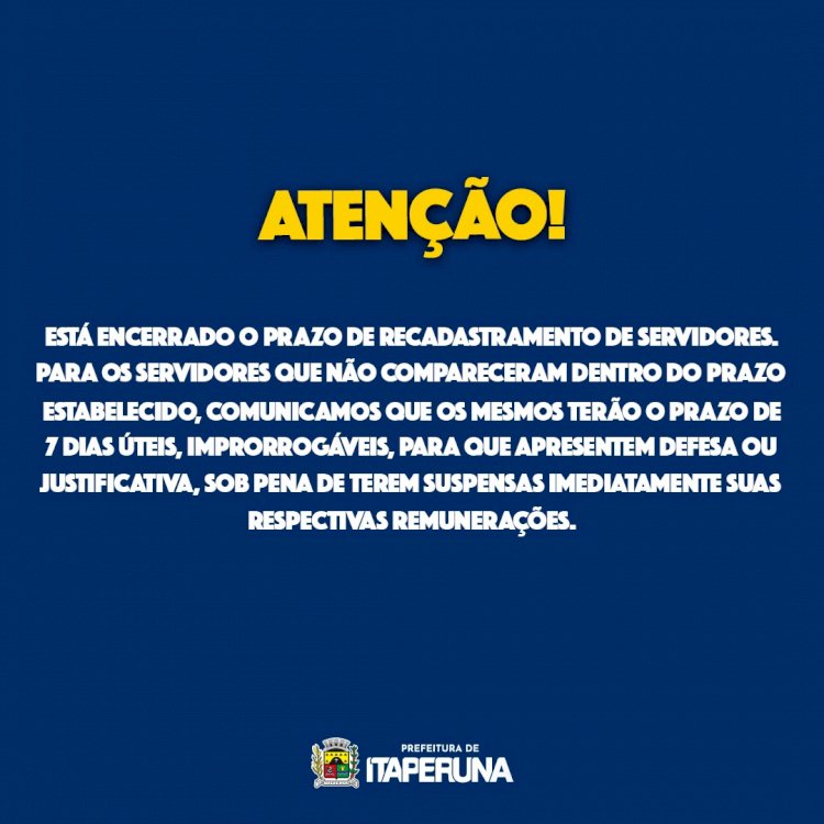 ATENÇÃO SERVIDORES MUNICIPAIS DE ITAPERUNA.