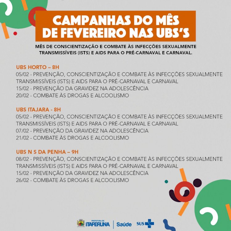 Programação da Secretaria de Saúde nas UBS's!