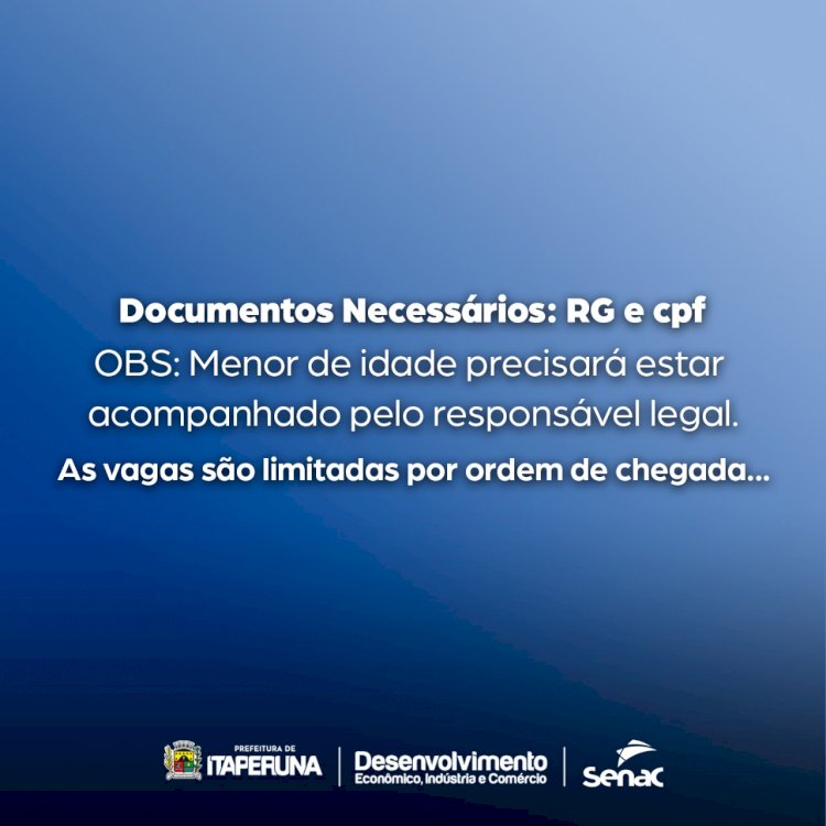 Secretaria de Indústria e Comércio em parceria com Senac oferecem cursos profissionalizantes gratuitos.