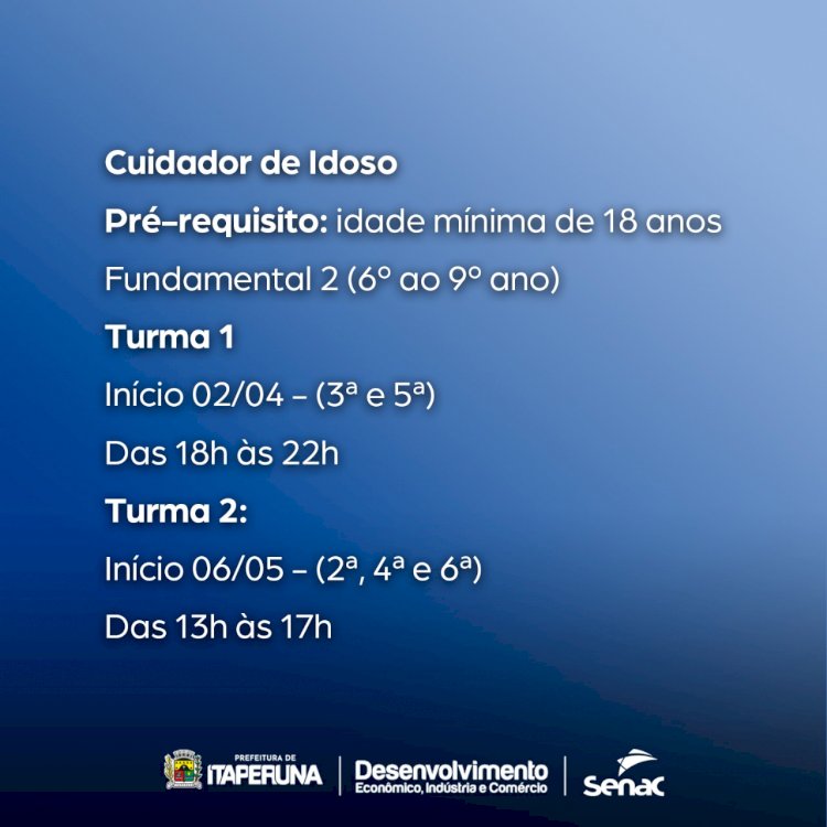 Secretaria de Indústria e Comércio em parceria com Senac oferecem cursos profissionalizantes gratuitos.