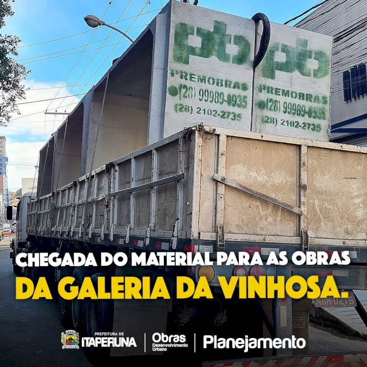 Chegada do material para as obras da galeria da Vinhosa.