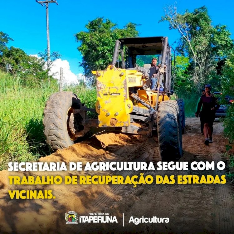 Secretaria de Agricultura segue com o trabalho de recuperação das estradas vicinais.