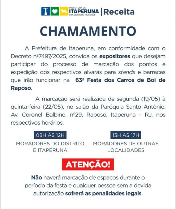 CHAMAMENTO 63ª Festa dos Carros de Boi de Raposo.